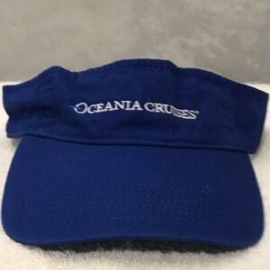 Port & Company for Oceania Cruises Adjustable Blue Cotton Travel Visor